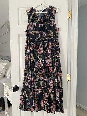 Johnny Was Black Floral Tiered Maxi Dress